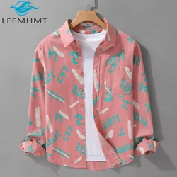 Spring Autumn Men's Clothing Design Sense Simple Long Sleeve Letter Printed Shirt Trendy Casual Fashion Versatile Men's Blouse