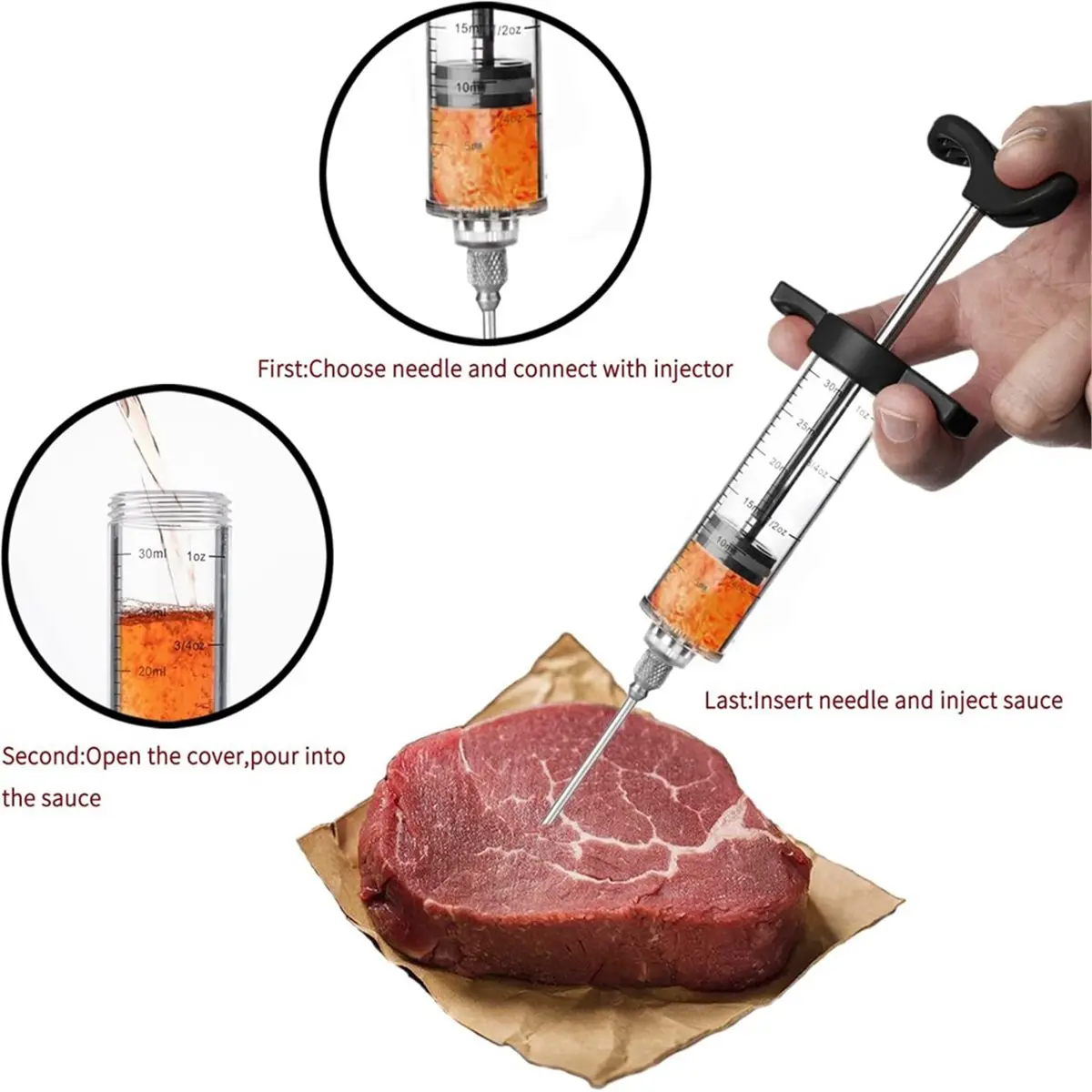 2026 New Tool Meat Injector Syringe,Marinade Flavor Injector with 2 Professional Needles