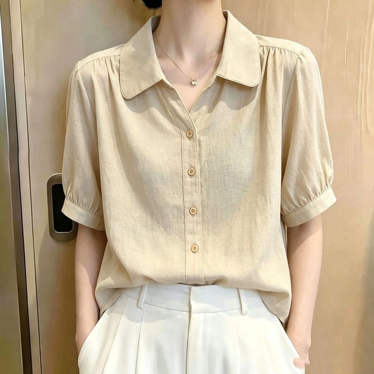 Chic Short Sleeve Bubble Sleev - Vintage Fashion Jersey ulasan dan harga