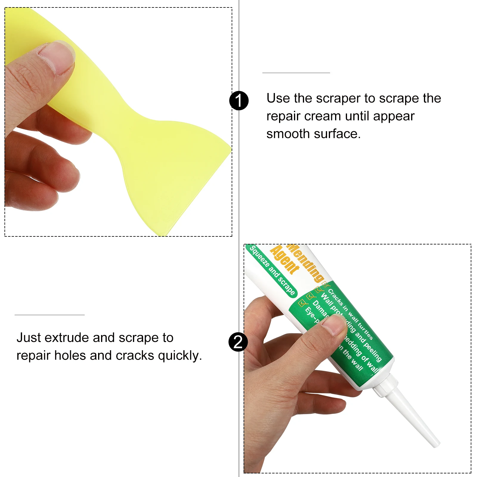 

2 комплекта, 2 комплекта, крем для ремонта стен для пилинга трещин, граффити, заполнения зазоров, самоклеящийся засіб для ремонта пластырей для гипсокартона со скребком