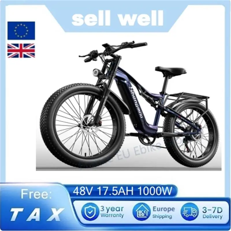 Shengmilo MX03 E Bike 1000W Bafang Motor 48V17.5AH 26 Inch 3.0 Fat  Tire Off-road Electric Bike Men's E-Mountain Bicycle Ebike