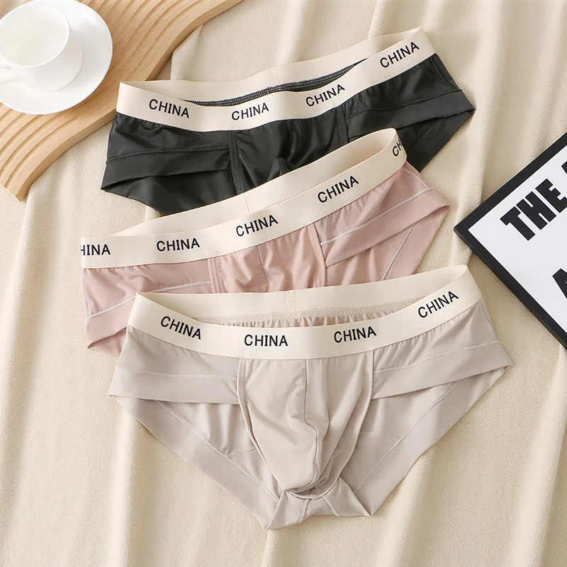 Bulge Pouch Briefs Men Sexy Underpants Ice Silk Seamless Underwear Breathable Panties Men Soft Lingerie Penis Pocket Knickers