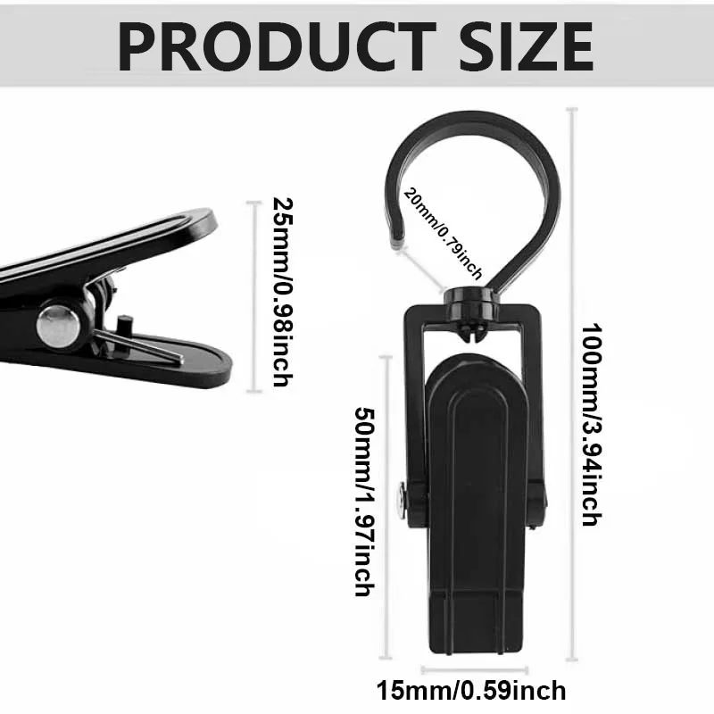 10pcs Super Strong Swivel Hooks w/Clips - Space-Saving Hanger for Laundry, Socks, Towels, Bras (Home/Travel/Office)