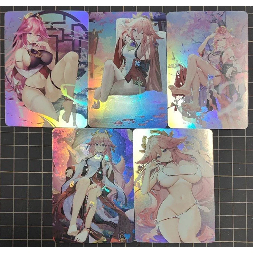 أنيمي آلهة قصة لتقوم بها بنفسك ACG Eula Yae Miko Paimon Ayaka مثير تحصيل بطاقة الصبي ألعاب اللعب هدايا عيد الميلاد عيد الميلاد