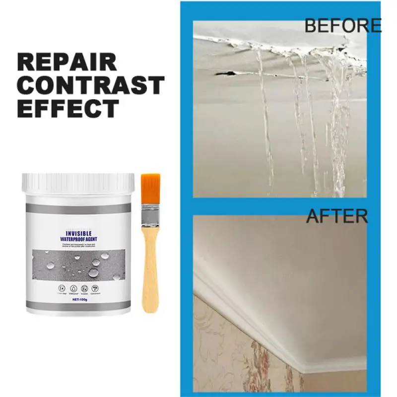 Waterproof Coating Sealant Agent Invisible Paste Glue With Brush Repair Home Roof Transparent Bathroom Antileak Glue 100g