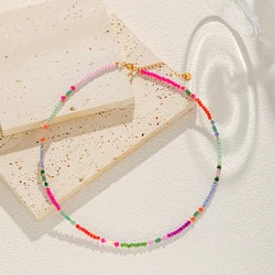Loe | Korean Fashion Pearl Necklace for Women Stainless Steel Colored Beaded Summer Jewelry Trendy France Hot Sale
