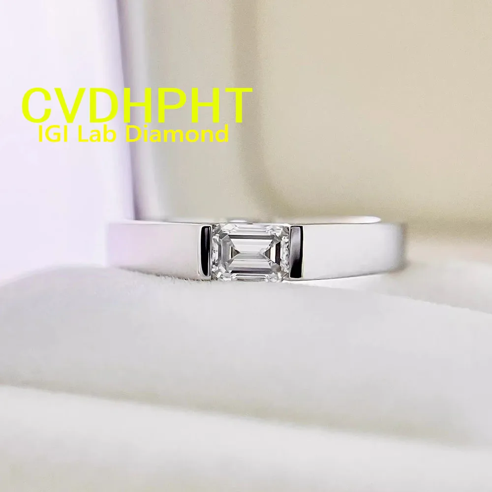 

Изумрудное 1 2 3 карата из твердого белого золота 14 карат, мужское кольцо IGI Lab Growing Diamond Ring D VS1, обручальное кольцо с бриллиантом, заводская продажа