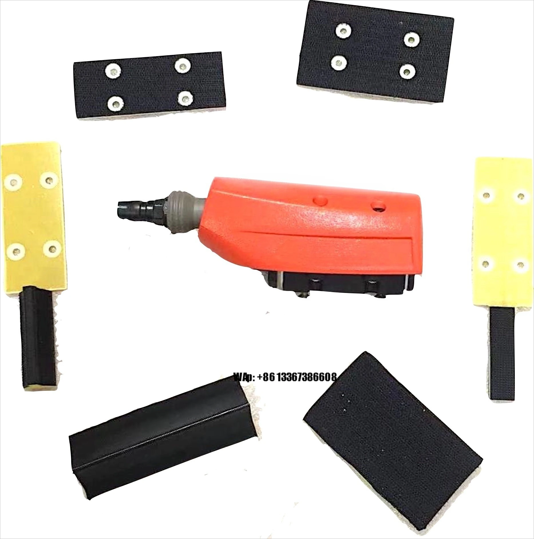 Pneumatic Linear Sander Kit for Sanding Profiles Delivery with 14 Piece Versatile Foam Blocks for Finishing Works