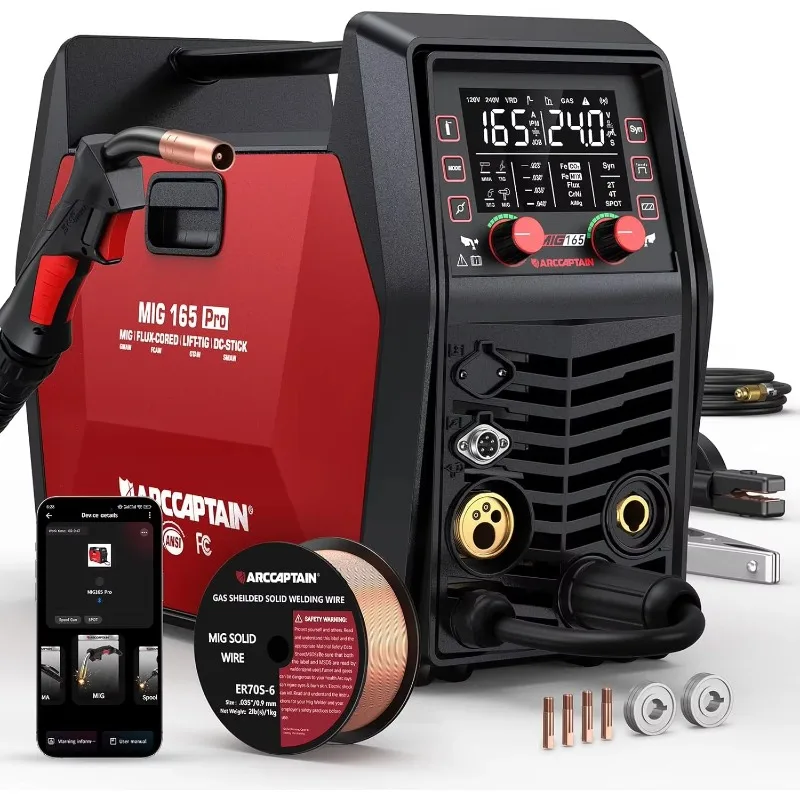 IControl MIG165 Pro 165A 120V/240V APP Control For Aluminum 6-in-1 Muti-process Welding Machine