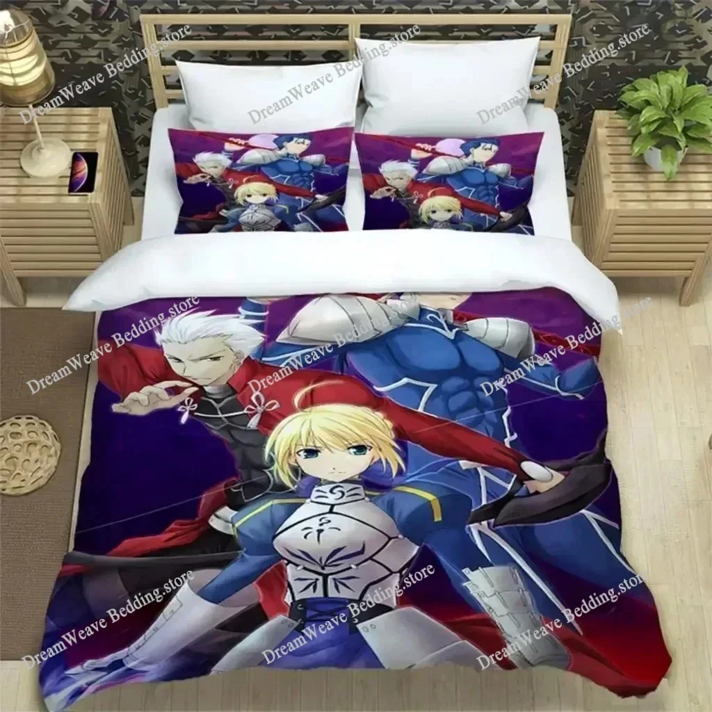 

Fatestay Night Luxury Bedding Set Japan Anime Cartoon Duvet Cover Set Comforter Bedspread Twin Single Size Printed Home Textile7