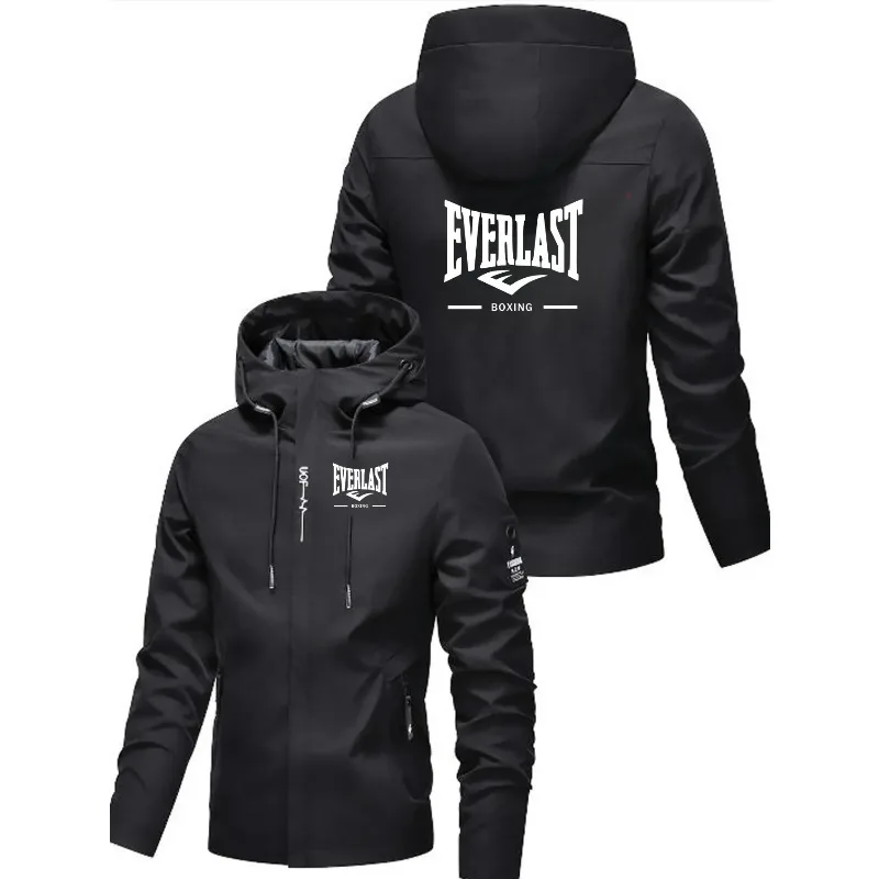 EVERLAST BOXING Spring and Autumn Men's Street Leisure Hoodie Fashionable Outdoor Hiking Slow Running Zipper Loose Hoodie