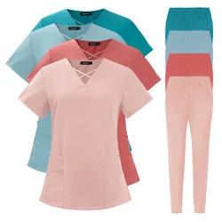 Uniforme d'infirmière de qualité pour femmes avec poche, uniformes de travail de salon de beauté, vêtements de travail de services de santé à manches courtes, Scrdécentrity médical