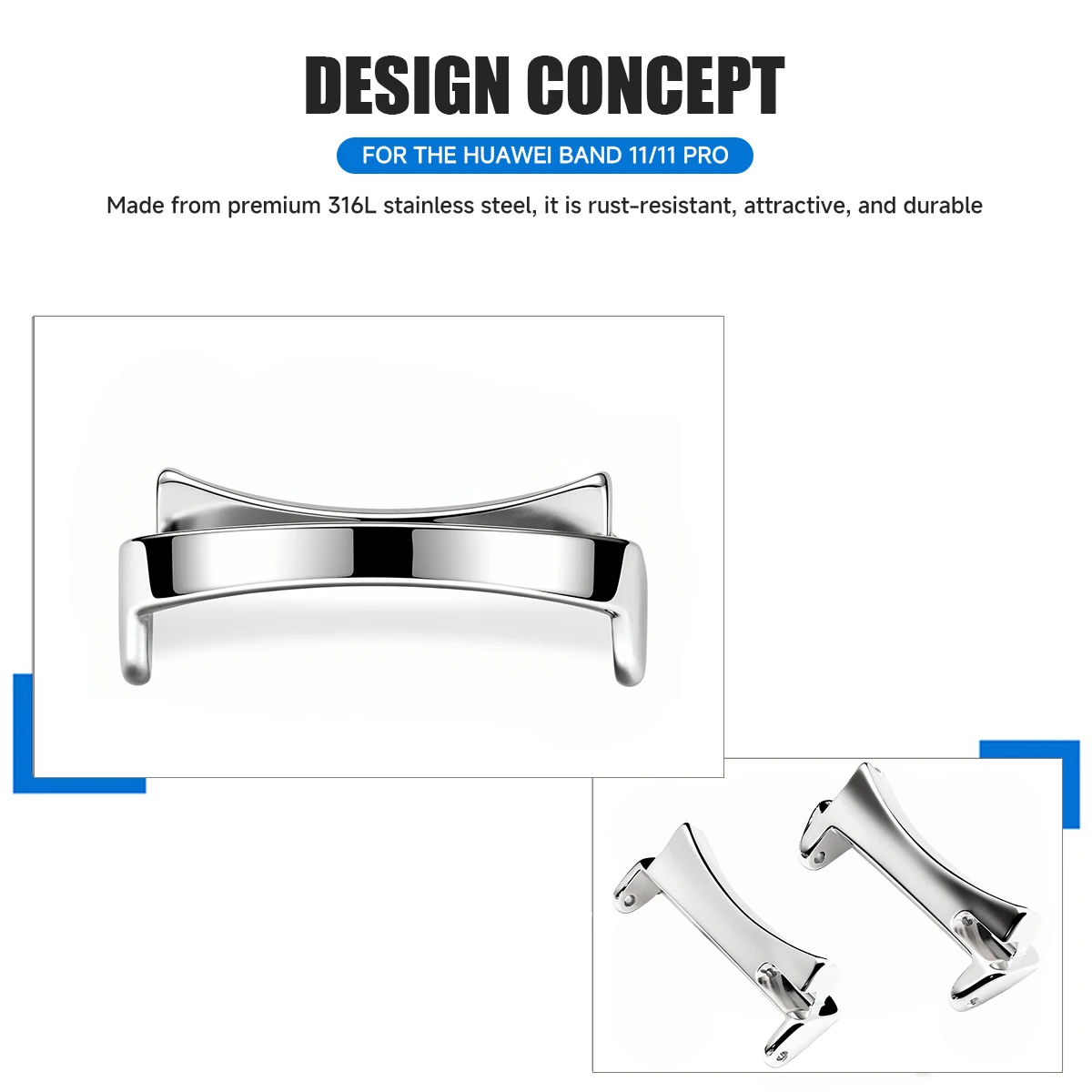 2pcs Adapter for Huawei Watch 5 42mm Smartwatch 316L Stainless Steel Metal Connector Accessories for Huawei Watch 5 46mm Band view 2