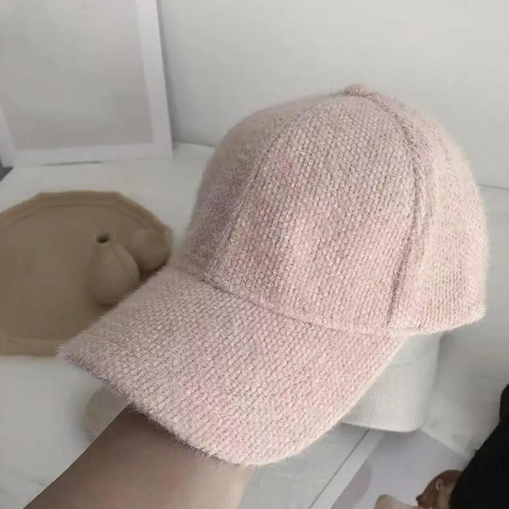 Solid Suede Retro Baseball Caps For Men Women Spring Autumn Street Hip Hop Hat Adjustable Faux Fur Sunscreen Visor Cap Warmth image 4