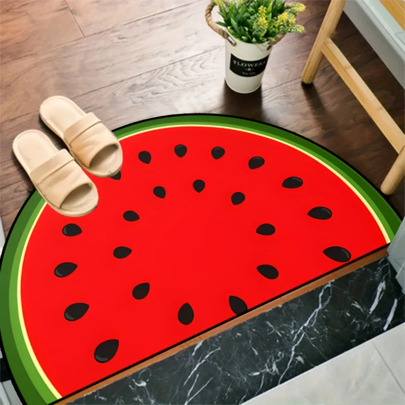 Deep Green Background Light Leaf Cluster Half Circle Door Mat Tropical Non-Slip Entrance Rug for Jungle Theme
