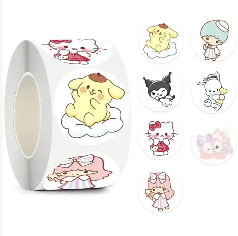 500pcs Cartoon Cute Cinnamoroll Kuromi Pompompurin Pochacco Hello Kitty Melody Kids Reward Sticker