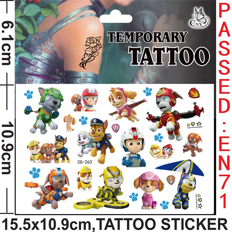 2022 originale Paw Patrol Toys Tattoo Sticker Pat Patrouille Puppy Anime Stickers giocattoli per bambini bambini ragazzi ragazze regalo di compleanno