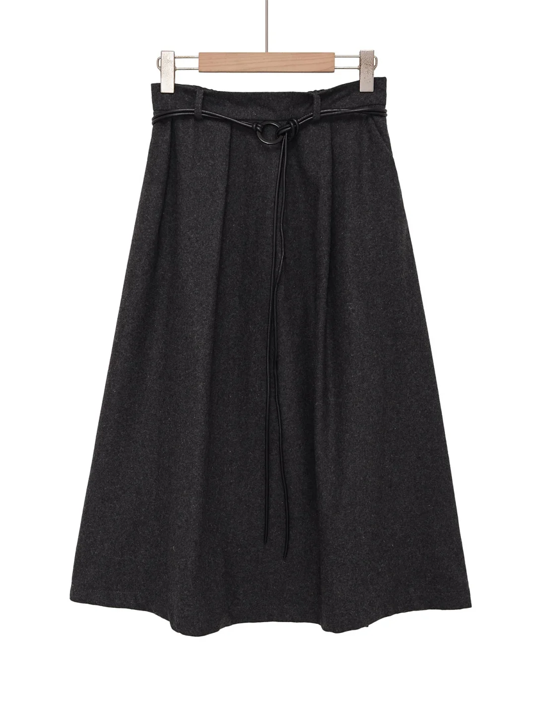 

Американская юбка-трапеция с высокой талией и поясом, женская свободная длинная юбка, осенне-зимняя повседневная юбка с высокой эластичностью