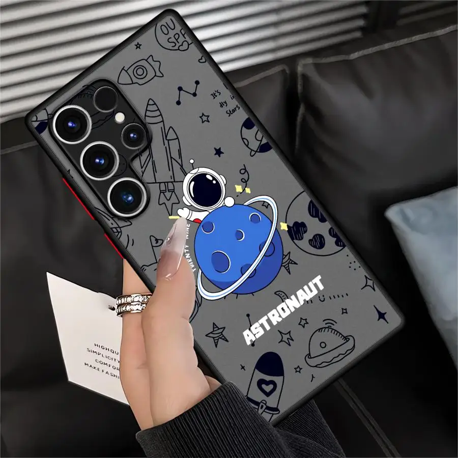 Case for Samsung Galaxy S26 S20 FE S22 S23 FE S25 Ultra S21 Note 20 Ultra 10+ S24 Plus Funda Back Phone Cover Cartoon Astronaut