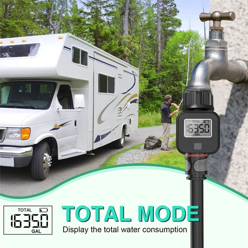 FYBL-Digital Water Flow Meter IPX5 Measure Water Consumption And Flow Rate For Outdoor Garden Watering Irrigation Hose
