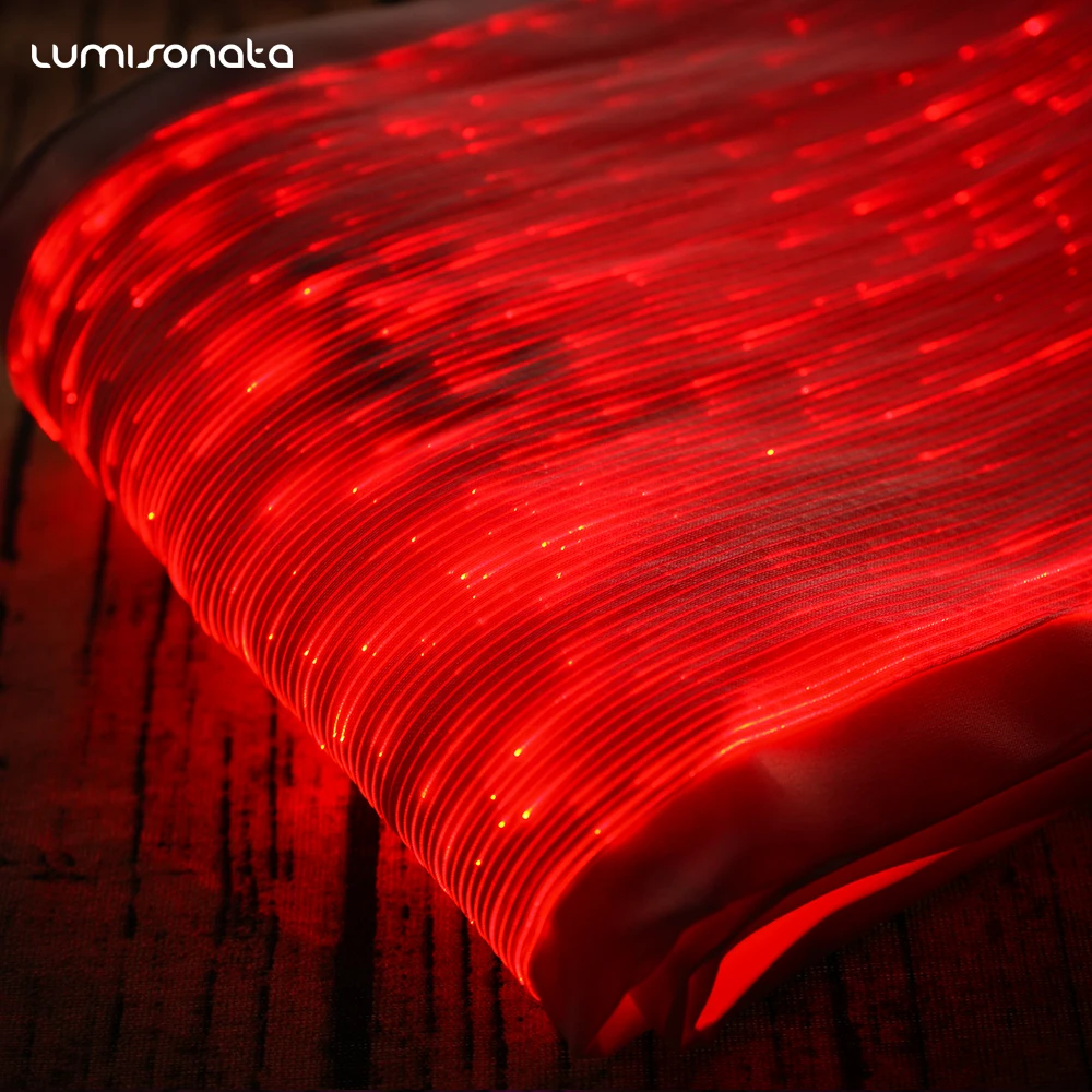 Lumisonata 12 Meters Led Light Fiber Optic Fabric With Color Changeable Luminous Textile Glitter Fabric DIY Cloth Wedding Dress