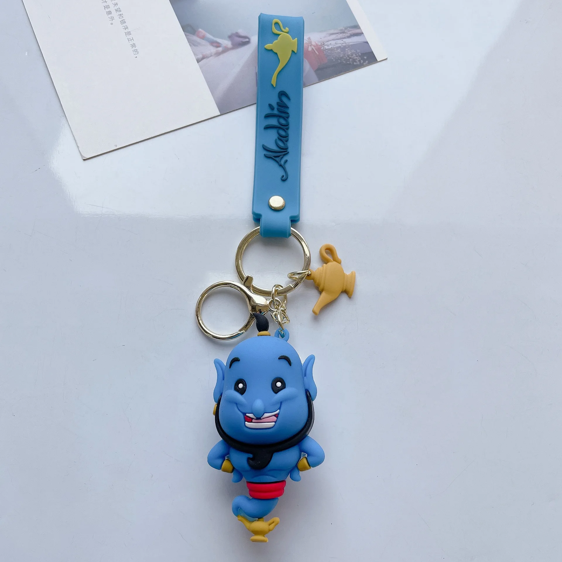 Disney Aladdin Cartoon Figure Backpack Pendant Ornament Keychain Jasmine Princess Genie Keyring Accessories Women Men Kid Gift