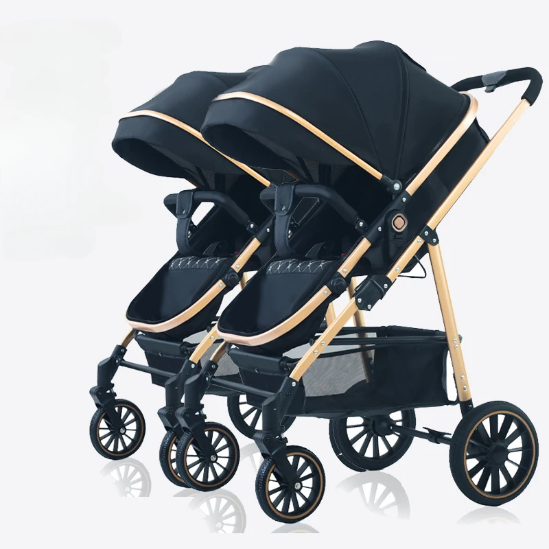 New high-looking twin baby stroller Adjustable backrest Detachable twin baby stroller Foldable twin baby stroller