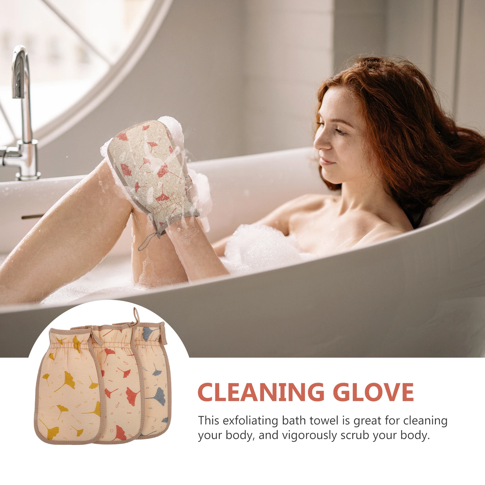 

3pcs Exfoliating Bath Towel for Body Scrubbing Cleaning Foaming Shower Gloves Back Scrub Towel Lightweight Portable Bathing