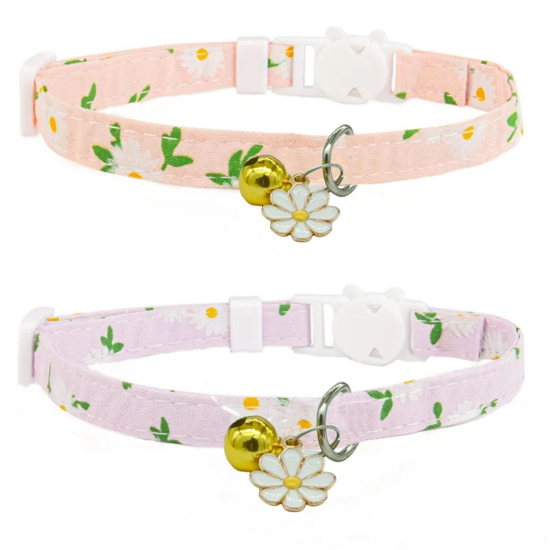 

Cat Collar for Kittens and Puppies, Bell Safety Buckle Necklace, Cute and Fresh Daisy Pet Collar, Adjustable Collar