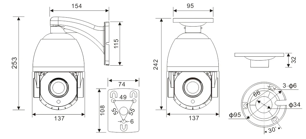 Outdoor 8MP PTZ PoE IP ,25X Optical zoom Speed Dome, Auto Tracking, With 165ft IR Night Vision