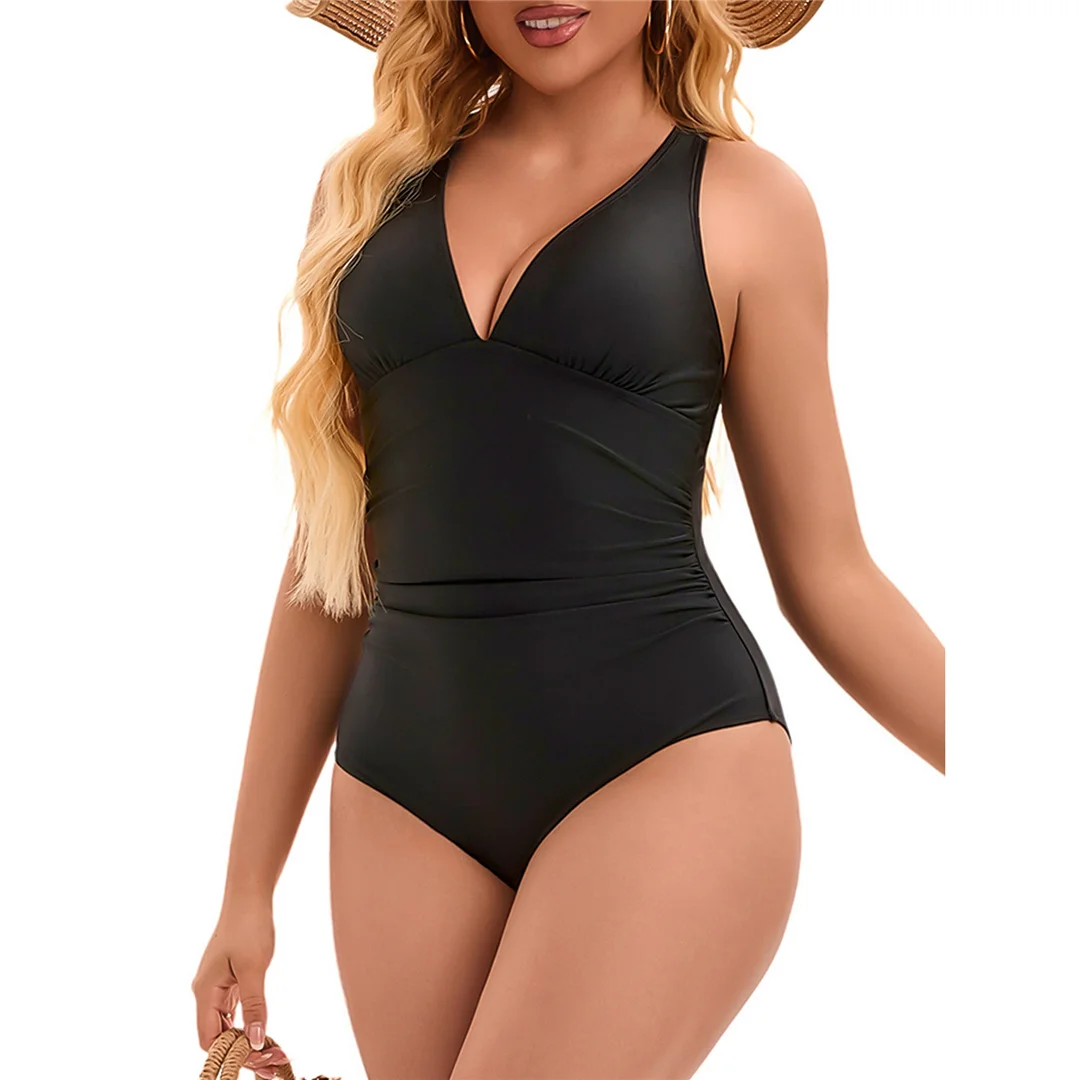 S - XL, V-Ausschnitt, überkreuzter Rücken, einteiliger Badeanzug, Damen-Badebekleidung, Damen-Monokini, gepolstert, hoher Beinausschnitt, Badeanzug, Badebekleidung, Modell V6860. – Detail 5