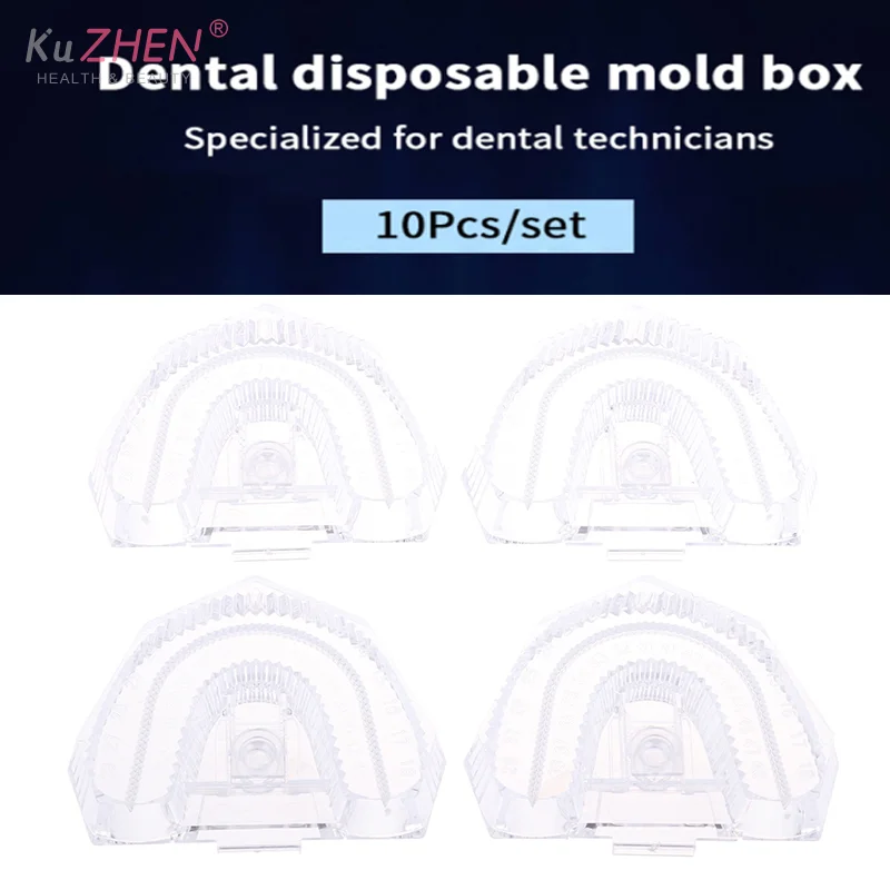 

10Pc Plastic Dental Transparent Disposable Mold Base Denture Tray Sectioned Base Kit For Dental Lab Tools Plastic Clear Base Box