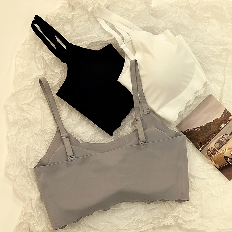 3dílná ledově hedvábná podprsenka, jednobarevná, dámská móda, jednoduchá, šetrná k pokožce, prodyšná podprsenka na jógu a cvičení, bez ocelového okraje - náhled 4