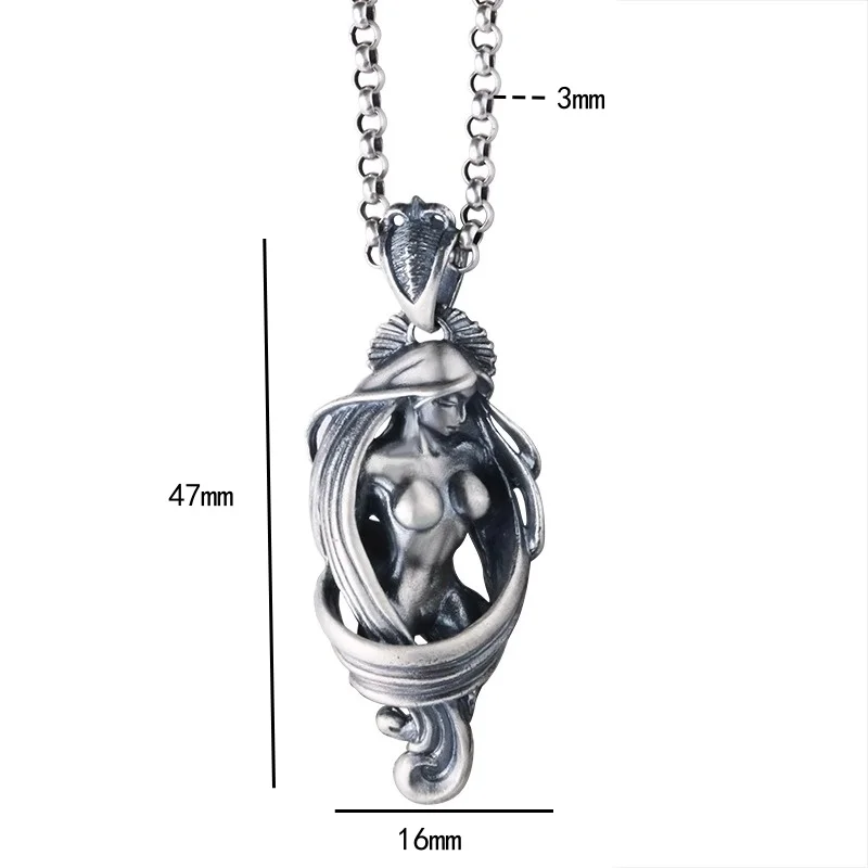 NEW 925 Sterling Silver Vintage Art Nude Necklace Pendant For Men And Women Personalized Valentine's Day Gift