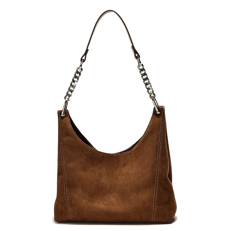 

High Quality Faux Suede Bucket Shoulder Bag Vintage Design Women's Large Capacity Frosted Single Chain Shoulder Underarm Bag