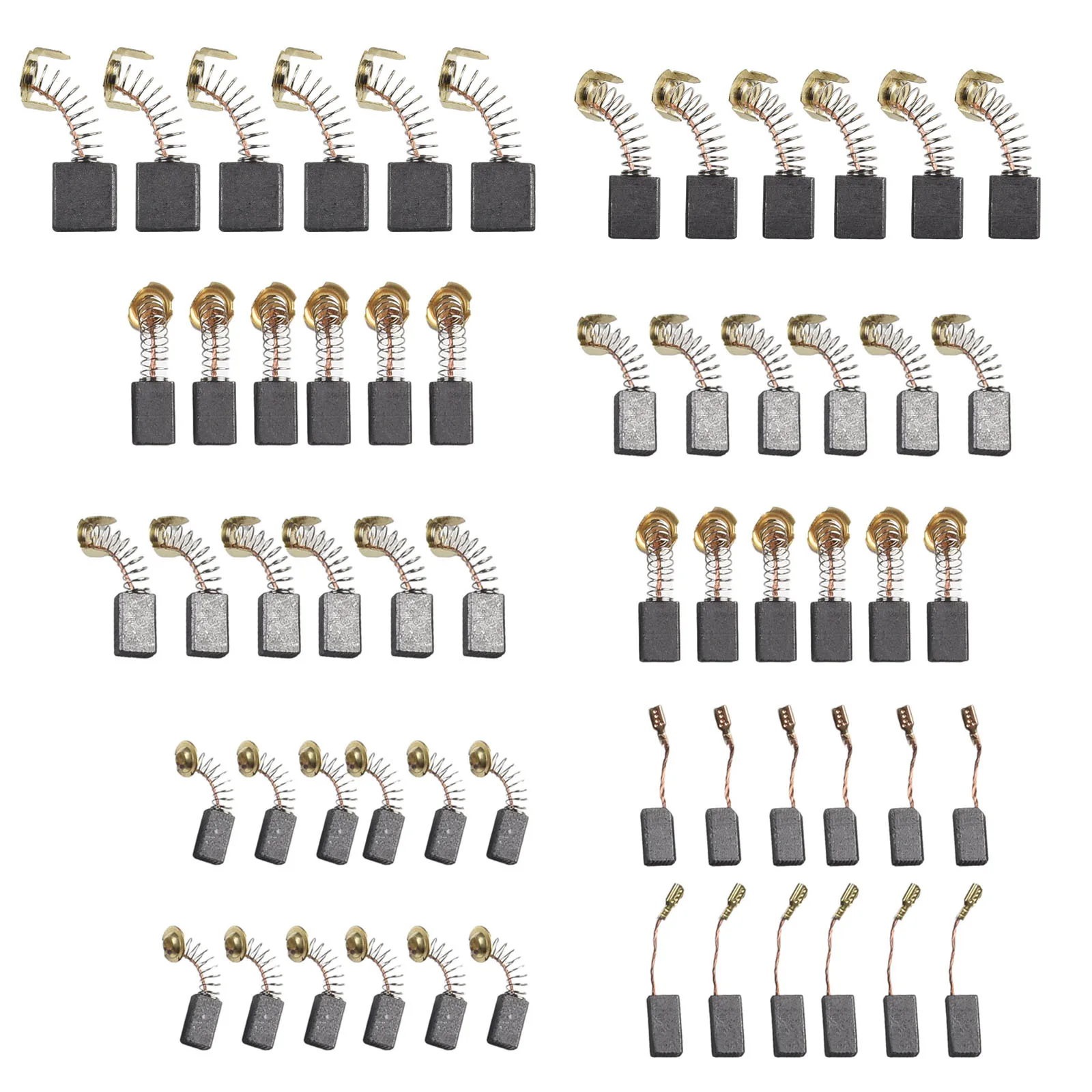 60Pcs/Set 10Sizes Carbon Brushes Electric Motor Carbon Brushes Replace For Hammer Drills Circular Saws Angle Grinders Power Tool