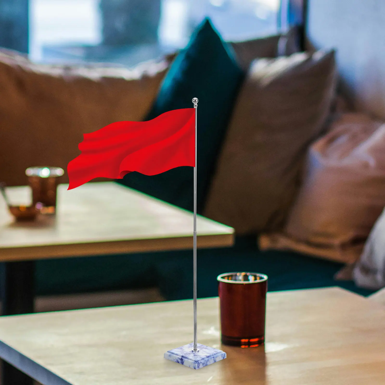Sturdy Desktop Flag Stand Flagpole with Solid Metal Base for Table Flag Mounting Easy Install Detach for Holidays Parties Events