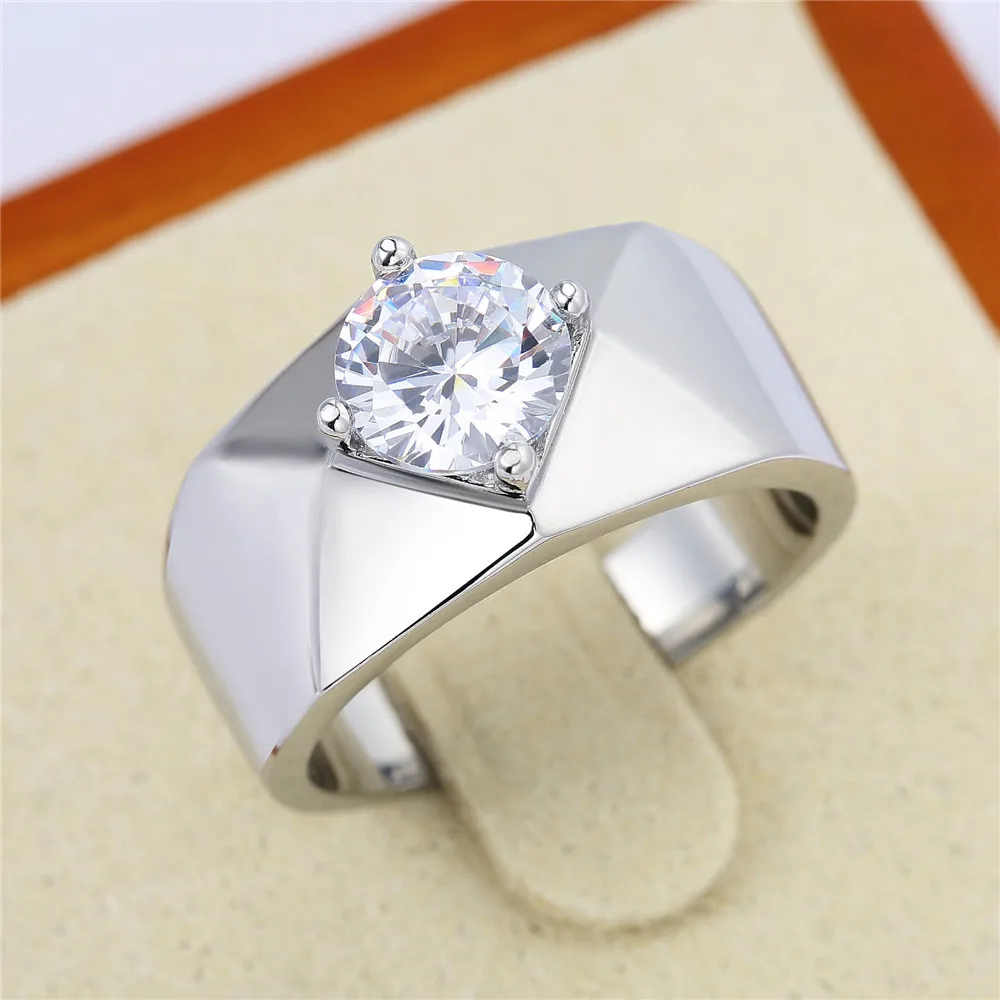 17 Style Titanium Steel Geometric CZ Rings Wedding Engagement Ring for Men and Women Charm Jewelry Size 7-12