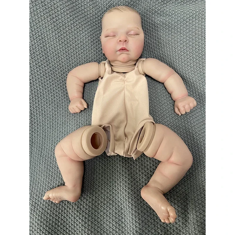 21Inch Reborn Doll Kit Peaches Soft Touch Lifelike Hand-draw Hair Unfinished Painted DIY Doll Parts