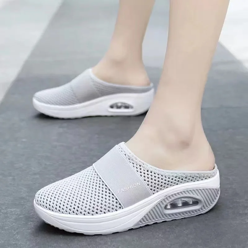 Thick soled sandals, summer toe wrap half trailer, foot slippers breathable quick drying shock-absorbing slippers outdoor shoes