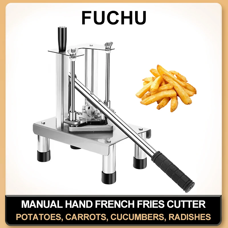 Manual French Fry Cutter Heavy Duty Potato Slicer for Vegetables Fruits Stainless Steel Blades Commercial Grade Hand Press Tool