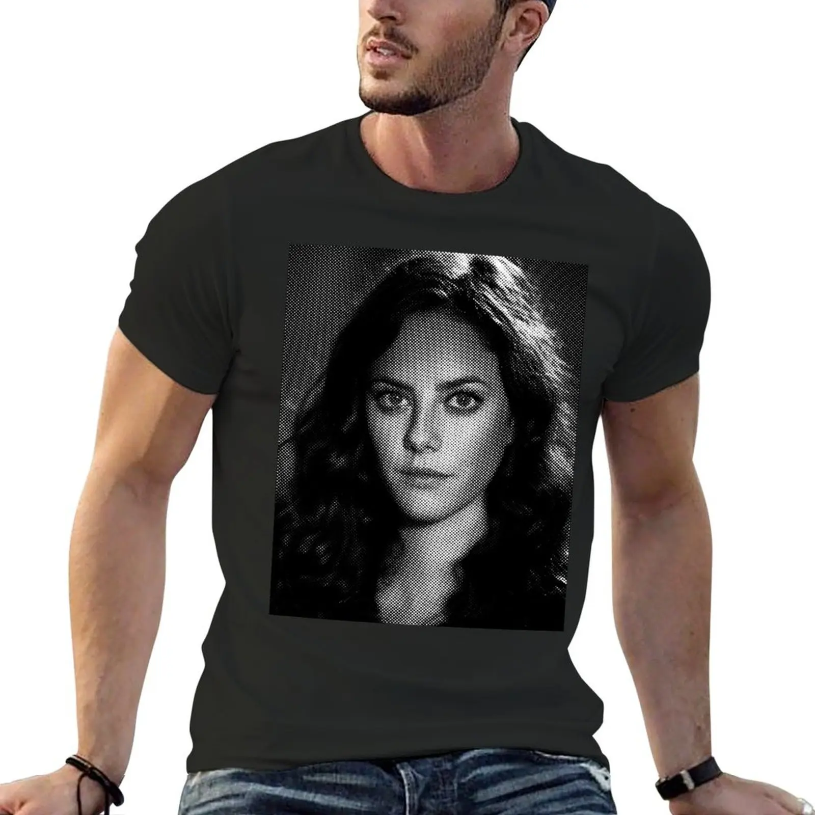 Kaya Scodelario Black & White Portrait Made Of Points T-Shirt funnys shirts graphic tee sublime cheap stuff Men's clothing