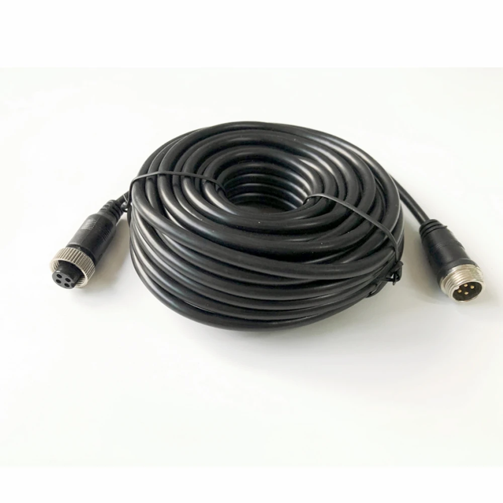 หัวการบิน Extension Cable 4 PIN Connector 5M/10M/15M/20M/30M สำหรับรถบรรทุก Monitor กล้องการเชื่อมต่อ