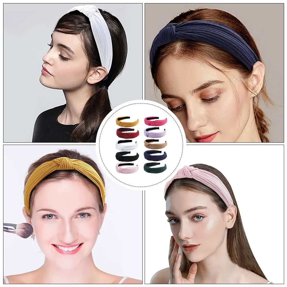 

10pcs Wide-Brimmed Headbands Use Knitting Craft Hairbands Comfortable Elastic Durable Reusable Simple Style Women Hair