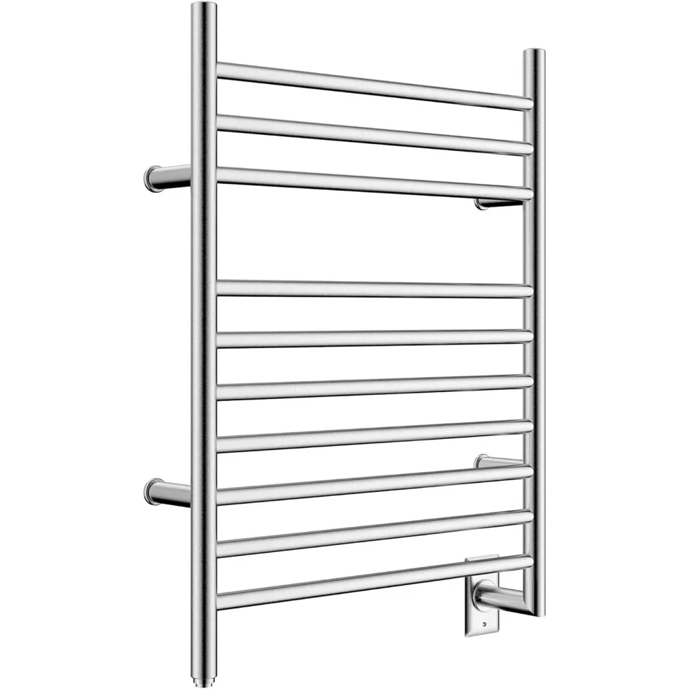 Towel Warmer Wall-Mounted Hardwired Heated Towel Rack Hot Towel Bar Brushed, H 31.9 × W 23.6, Sleek Wall-Mounted Installation