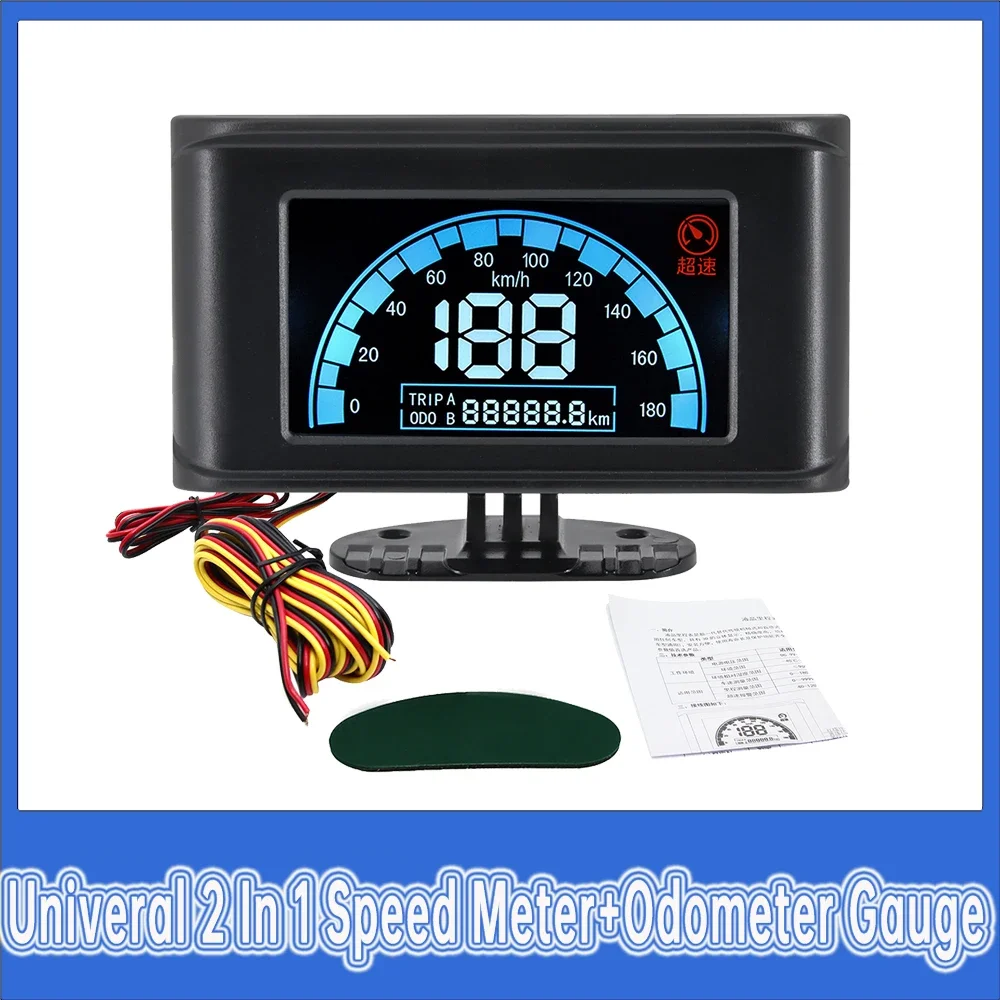 

Univeral 12V/24V Car Speedometer with Odometer 2 in 1 LCD Display Gauge Car Indicator Small Meter Trip ODO Km/h Gauge