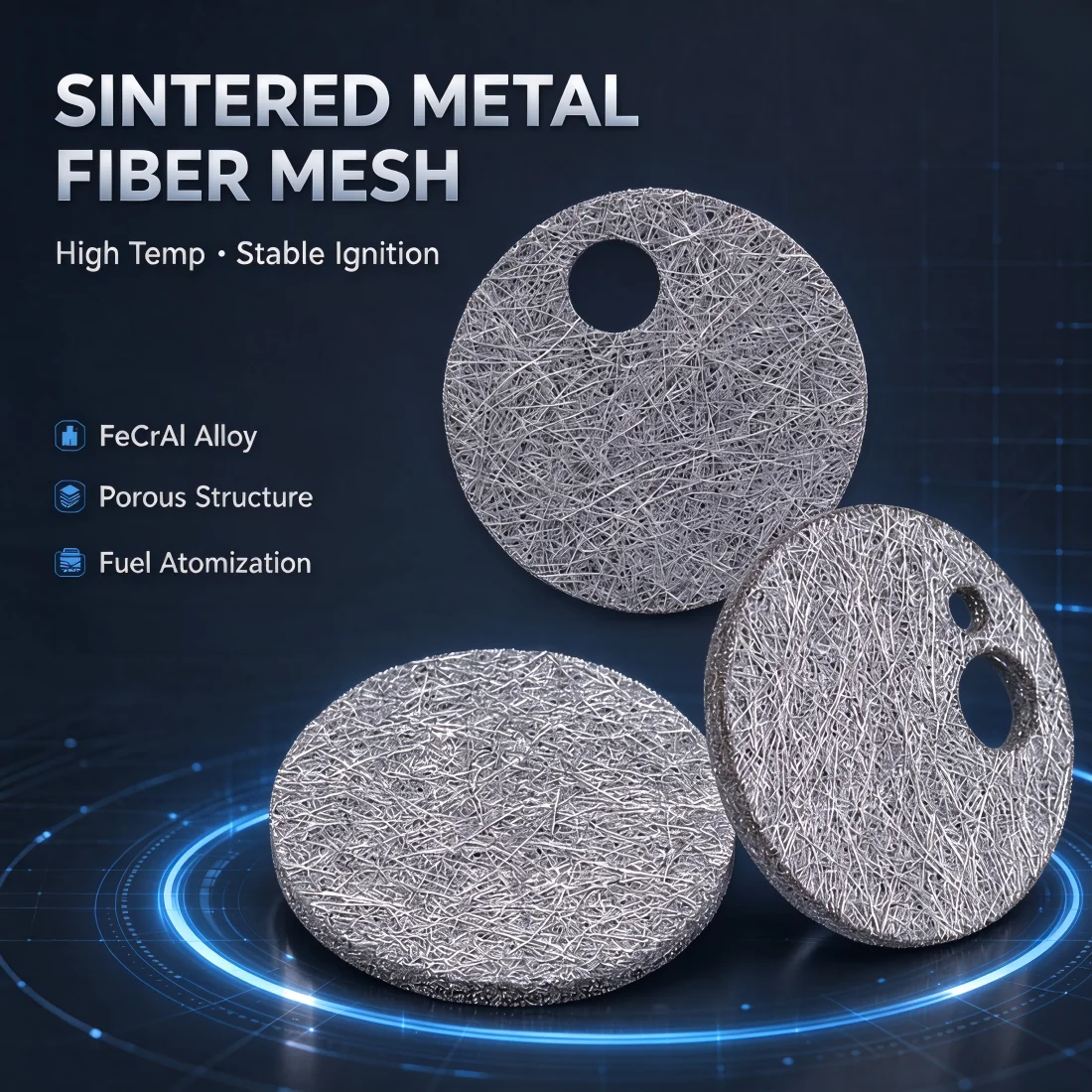 FeCrAl Sintered Fiber Mesh Diesel Heater Burner Screen Atomization Plate No Hole/Single/Double Hole For Car Parking Heater