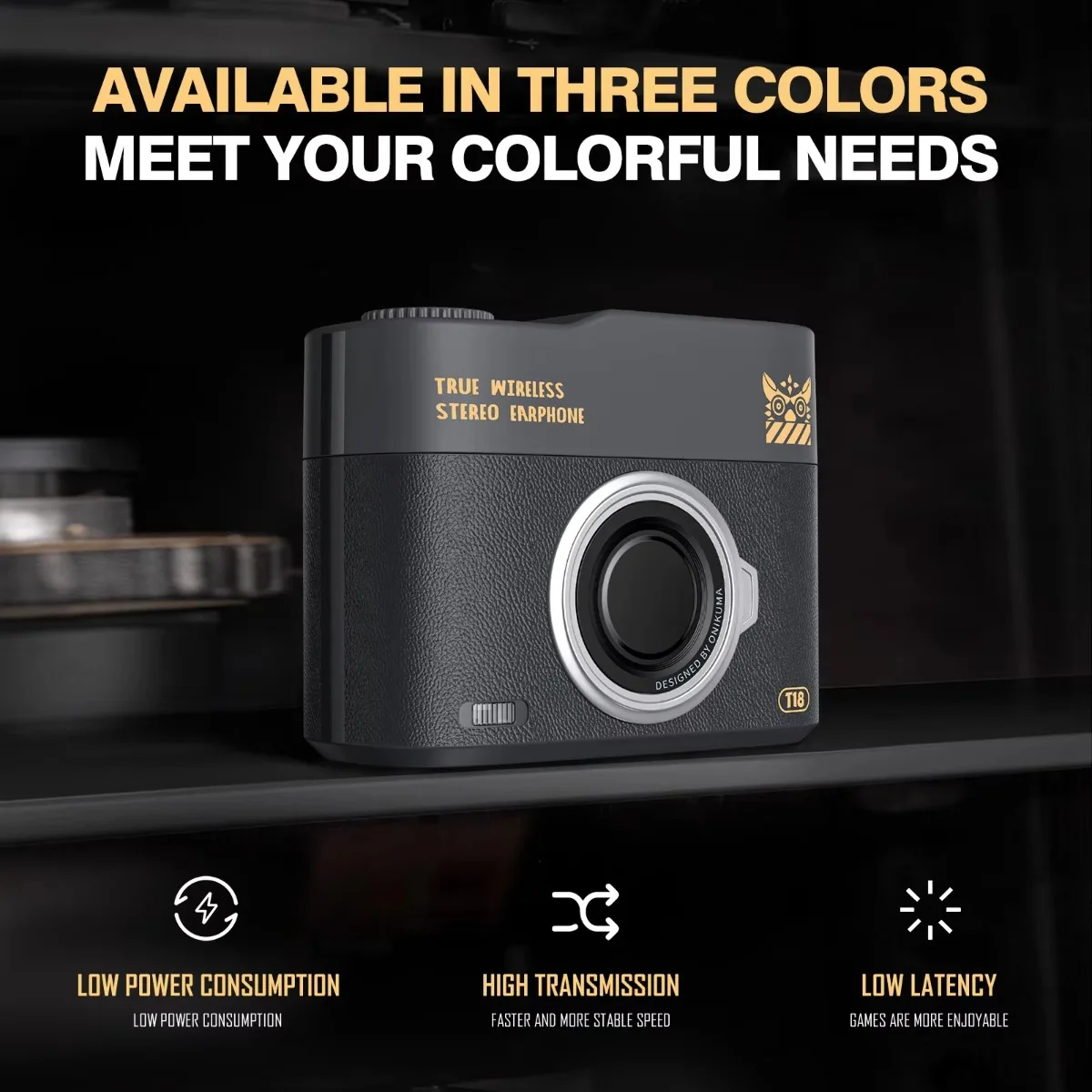 ONIKUMA T18 سماعة لاسلكية تعمل بالبلوتوث سماعات الكمون المنخفض الموسيقى الألعاب الرياضة سماعة إلغاء الضوضاء سماعات أذن محيطة مجسمة #3