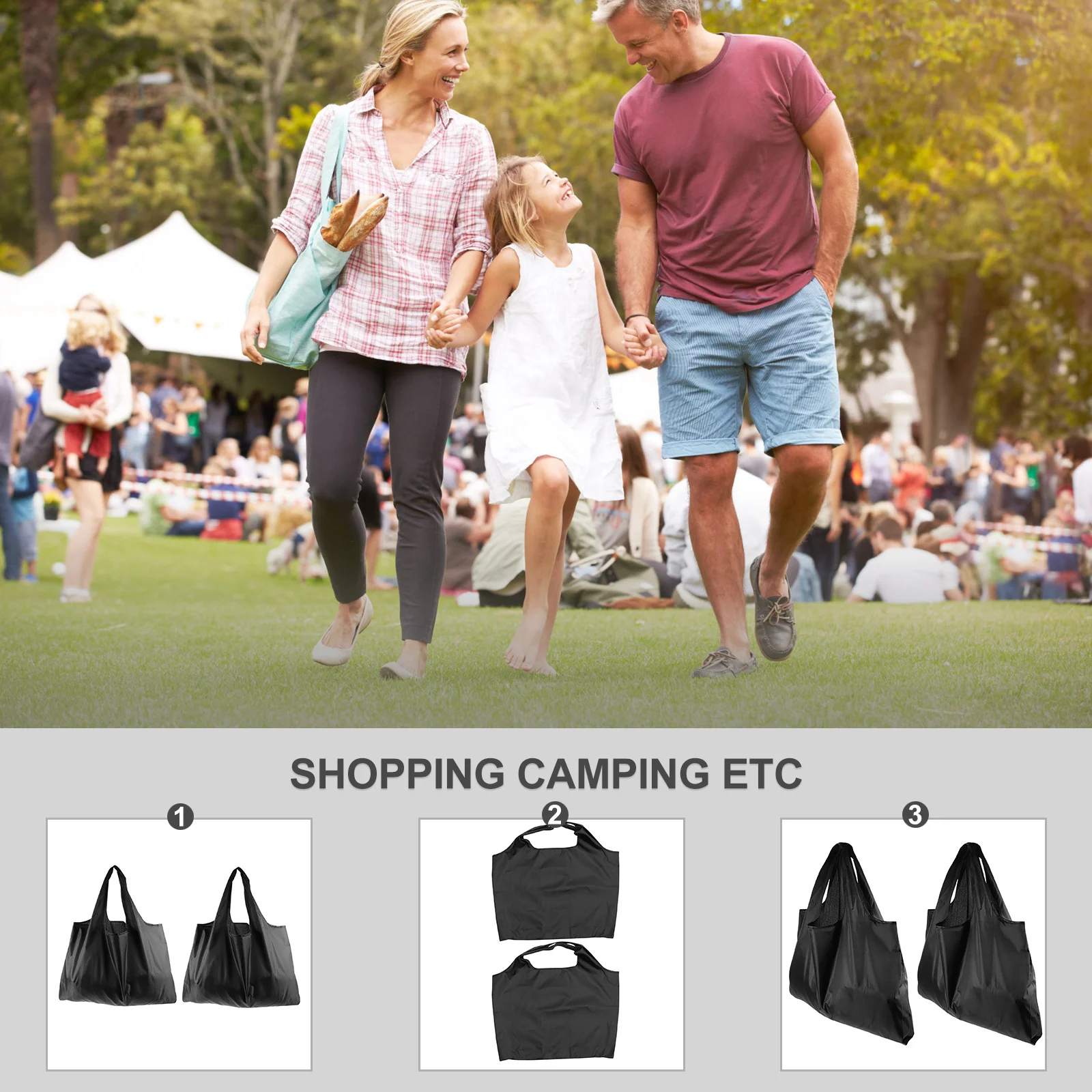 

2Pcs Black Oxford Cloth Shopping Bags Tote Pouches Large Capacity for Work School Outdoor Tote Bag Fashion Handbag