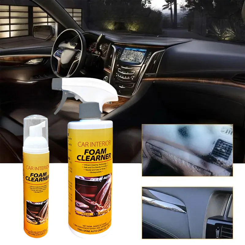 100/500ML Car Interior Leather Clean Multifunctional Foam Cleaner Car Interior Strong Decontamination Ceiling Seat Clean